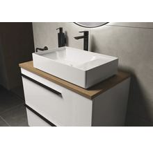 Tvättställ med rektangulärt handfat, blandare och lådskåp för badrummet