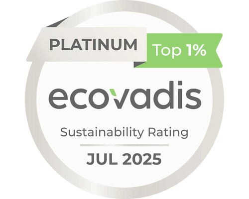 EcoVadis Platinum -medalj Topp 1 % Hållbarhetsbetyg