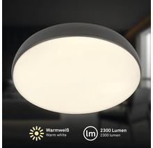 Rund taklampa med varmvitt ljus och 2300 lumen.