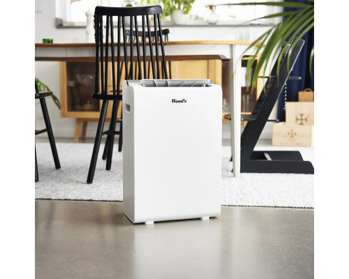 Vit Wood's luftavfuktare i vardagsrum