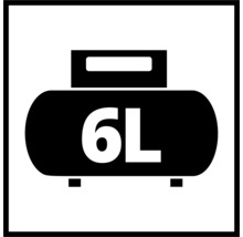 Symbol för 6 liter tankvolym