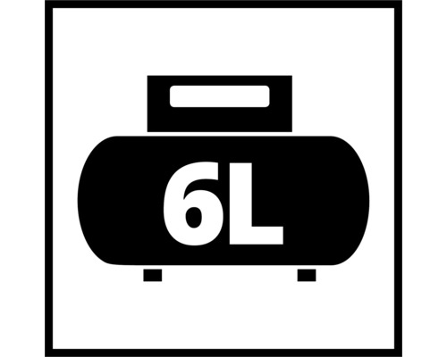 Symbol för 6 liter tankvolym
