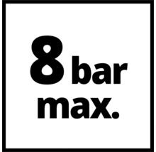 Symbol för maximalt tryck på 8 bar