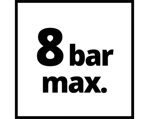 Symbol för maximalt tryck på 8 bar