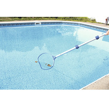 Pool med lövhåv för rengöring