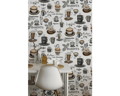 Väggdekoration med kaffemotiv i kaféstil