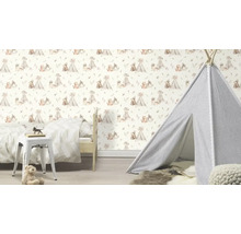 Barnrum med björntapet, lektält och barnsäng