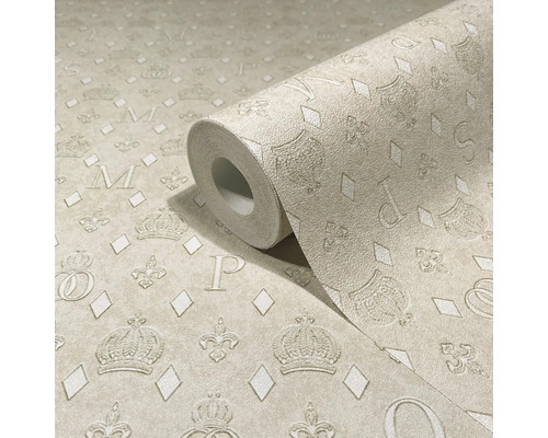 Tapetrulle med kronor, bokstäver och rutmönster