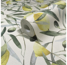 Tapetrulle med citron- och olivmönster