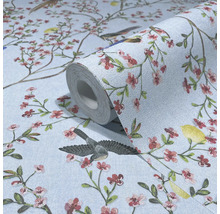 Tapetrulle med fågel- och blomstermotiv