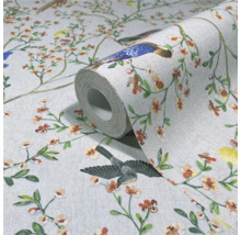 Tapetrulle med fågel- och blomstermönster