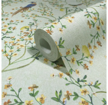 Tapetrulle med blom- och fågelmotiv