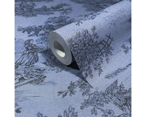 Tapetrulle med Toile-de-Jouy-mönster