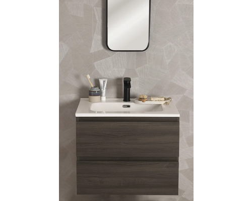 Tvättställsskåp med handfat, blandare och spegel