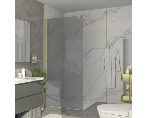 Badrum med duschkabin, tvättställ och toalett i modern design