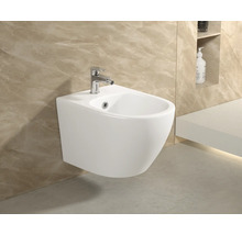 Vägghängd bidé med kran i badrum