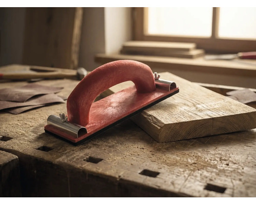 Handslipkloss med handtag på arbetsbänk