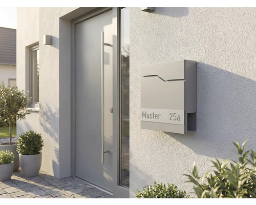 Modern designad brevlåda bredvid en ytterdörr