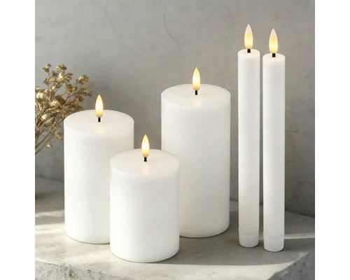 Diverse vita LED-ljus med flammimitation