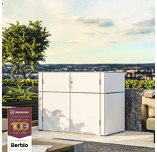 Foto av ett utomhusskåp med dörrar på en terrass, perfekt för förvaring utomhus.