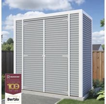 Trädgårdsskåp med dubbeldörr och horisontell trästruktur