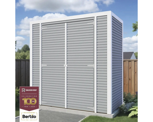 Trädgårdsskåp med dubbeldörr och horisontell trästruktur