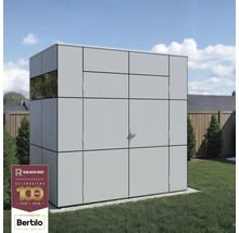 Modern trädgårdsskjul med fönster och dubbeldörr