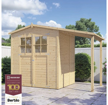 Trädgårdshus i trä med annex och dubbeldörr