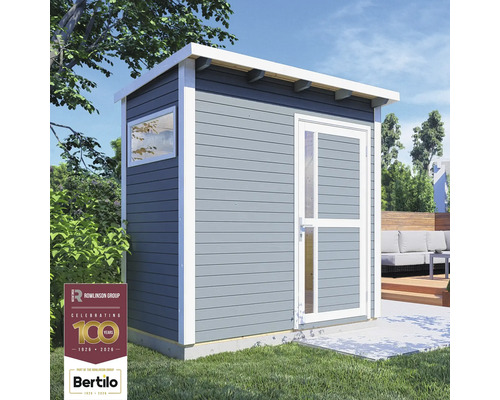 Trädgårdsskjul BERTILO Pentus 1 inkl. golv 247x143cm ljusgrå Trädgårdsskjul med fönster och dörr av trä