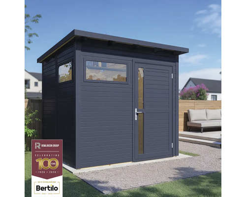 Trädgårdsskjul BERTILO Pentus 2 inkl. golv 247x266cm antracit Modern trädgårdsskjul med fönster och dörr