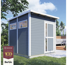 Trädgårdsskjul i trä med fönster och dörr