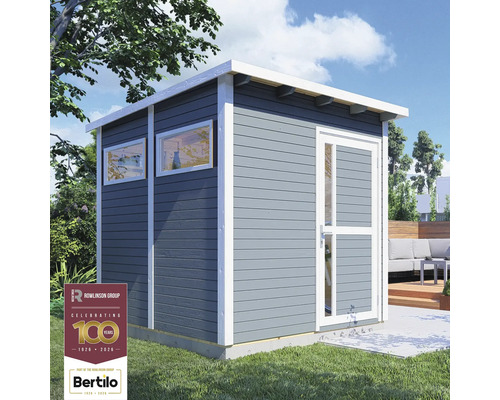 Trädgårdsskjul BERTILO Pentus 2 inkl. golv 247x266cm ljusgrå Trädgårdsskjul i trä med fönster och dörr