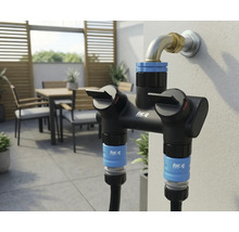 Trädgårdsvattenfördelare för utomhusmontering med två utgångar