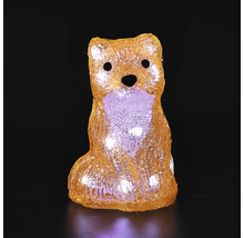 Orange LED-dekorationsfigur räv i akryl, sittande, belyst, för inomhus- och utomhusbruk.