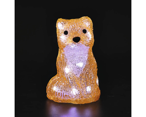 Orange LED-dekorationsfigur räv i akryl, sittande, belyst, för inomhus- och utomhusbruk.