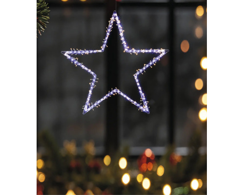 Hängande LED-stjärna för juldekoration med kallvita och varmvita lampor.