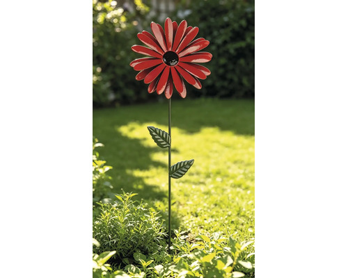 Dekorationsstav LAFIORA blomma metall 115cm röd