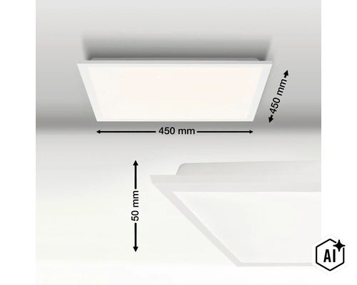 Fyrkantig LED taklampa med måtten 450 gånger 450 gånger 50 millimeter (Image AI modified or generated)