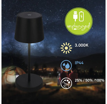 Sladdlös LED-bordslampa med batteri, 3000 Kelvin, kapslingsklass IP44 och dimfunktion i tre steg.