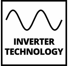 Symbol för inverterteknik med en sinusvåg för märkning av elverk.