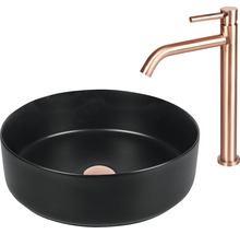 Svart tvättställsskål med blandare