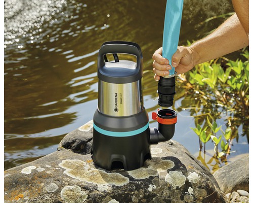 Gardena dränkbar smutsvattenpump med slanganslutning vid vattnet