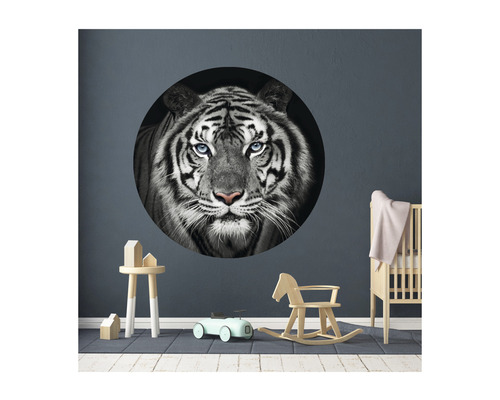 Väggdekal med tigerhuvud i barnrum
