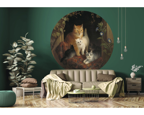 Dekorativ vägg med kattmotiv i vardagsrummet