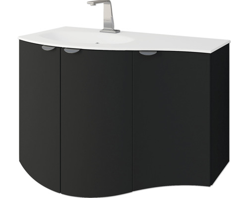 Tvättställsskåp med tre dörrar och tvättställ