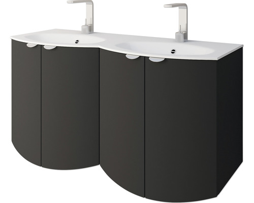 Dubbeltvättställ med underskåp och två kranar