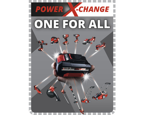 Power X-Change batteri med olika verktyg och trädgårdsredskap