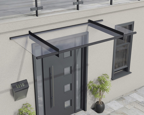 Entré med tak av glas och stål