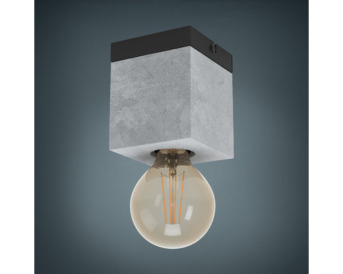 Taklampa med betongskärm och glödlampa