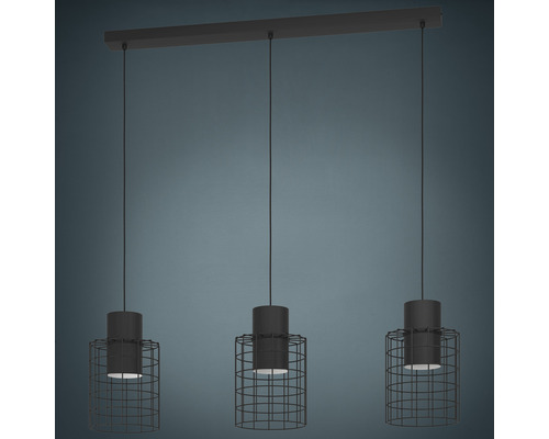 Taklampa med tre lampor och skärm i form av en bur för inomhusbruk